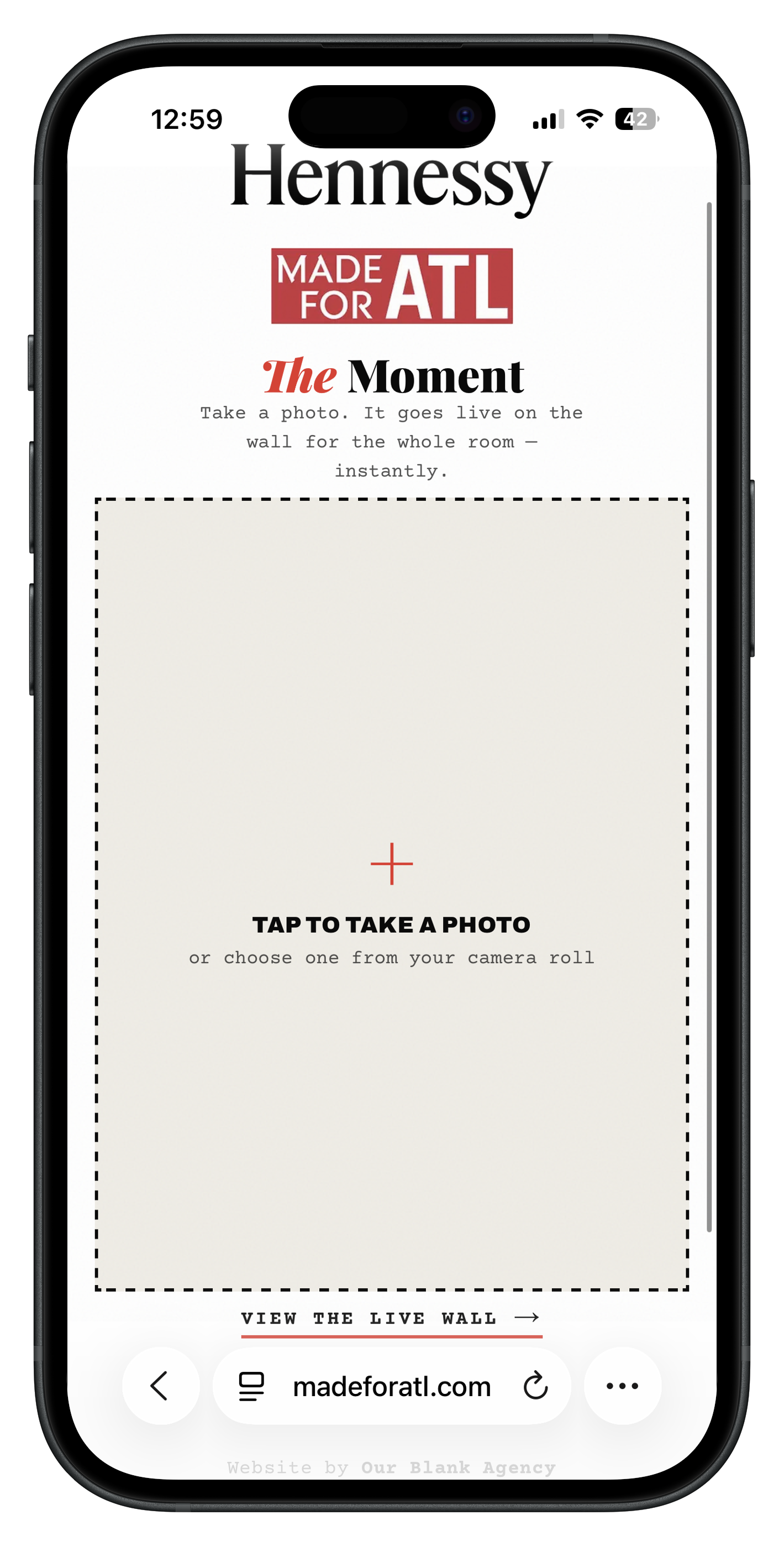 madeforatl.com photo-upload site open on a phone